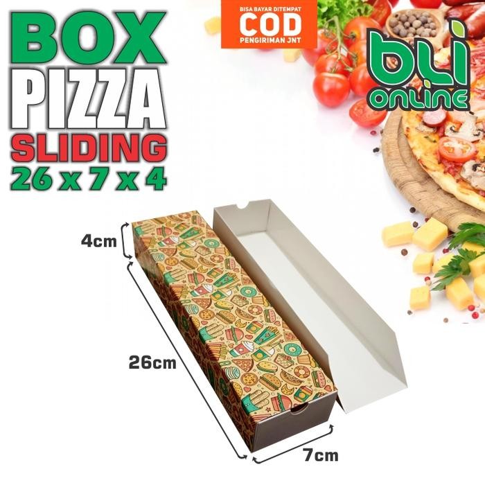 box pizza sliding 26 x 7 x 4 / box pizza panjang / box pizza persegi / kotak pizza / dus pizza / box