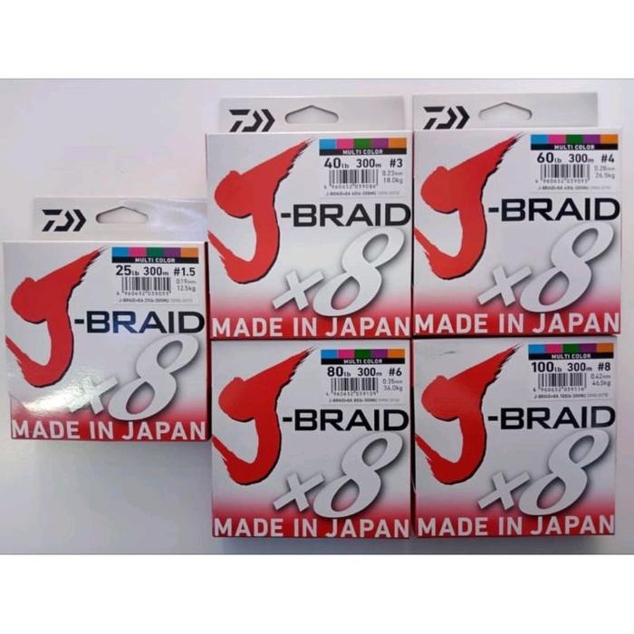Senar pancing PE Daiwa J-BREAD x8 Multi Color 300m (TERBAIK) (TERBARU) (TERMURAH)