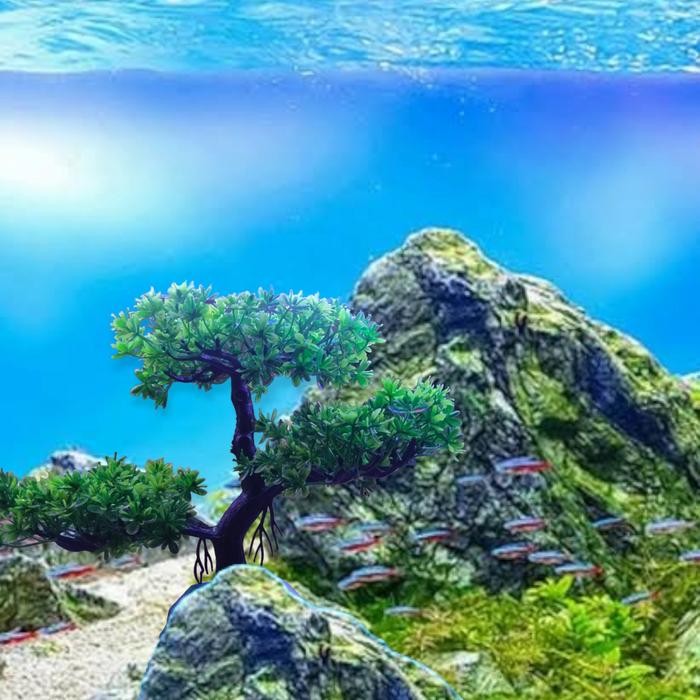 Siap Kirim Bonsai / Bonsai Aquascape Plastik - Tanaman Aquarium Plastik