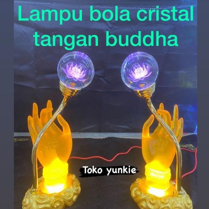 Lampu Bola Cristal Tangan Buddha 7 Warna