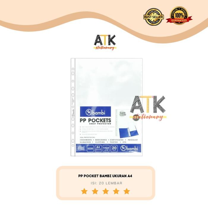 

New Glass Clear PP Pocket Bambi Ukuran A4 ( 1 Pack) atk