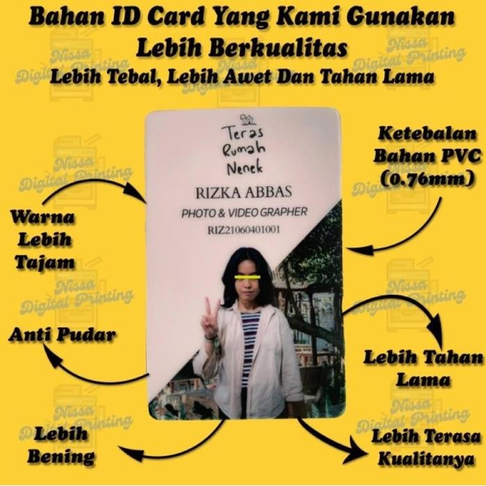 

New Print Cetak Id Card Custom 1 Atau 2 Sisi Bahan PVC Berkualitas Grosir