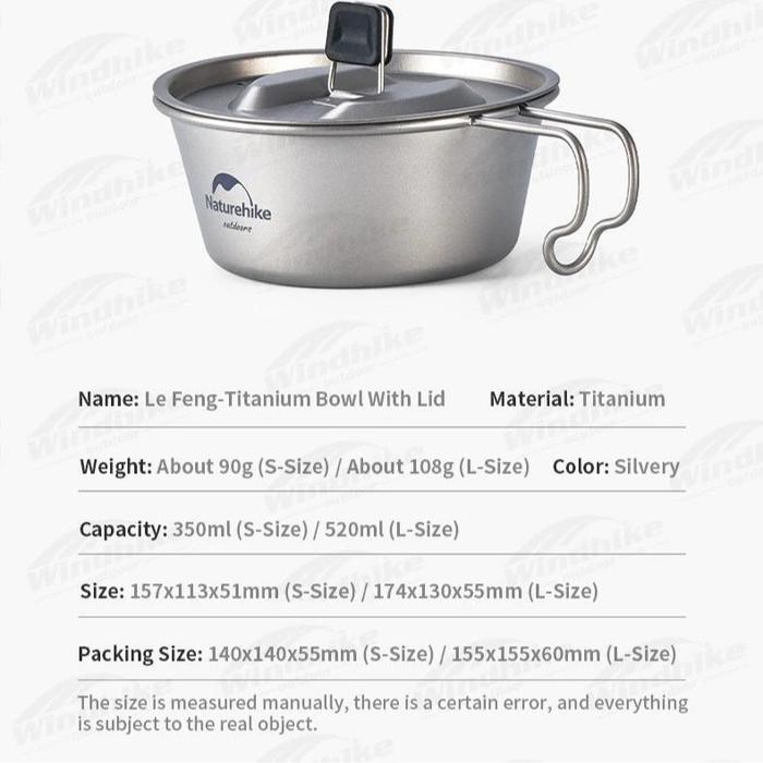 TITANIUM BOWL PANCI / MANGKUK CAMPING ULTRALIGHT NATUREHIKE NH22CJ001