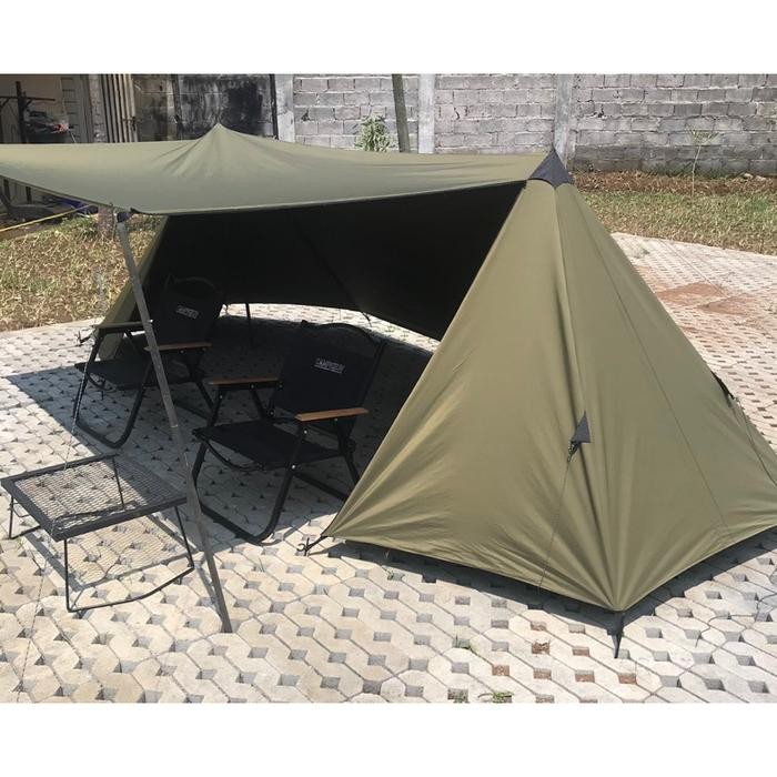 Tenda Bushcraft Camping Dengan Lubang Cerobong Asap dan Tanpa alas
