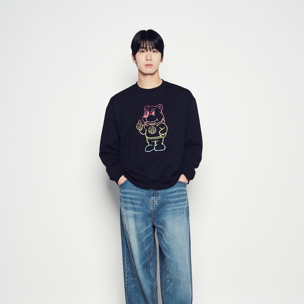 [ADLV] Ac Bear Gradation Sweatshirt Black - Sweater Oversized Fit Unisex Acme De La Vie
