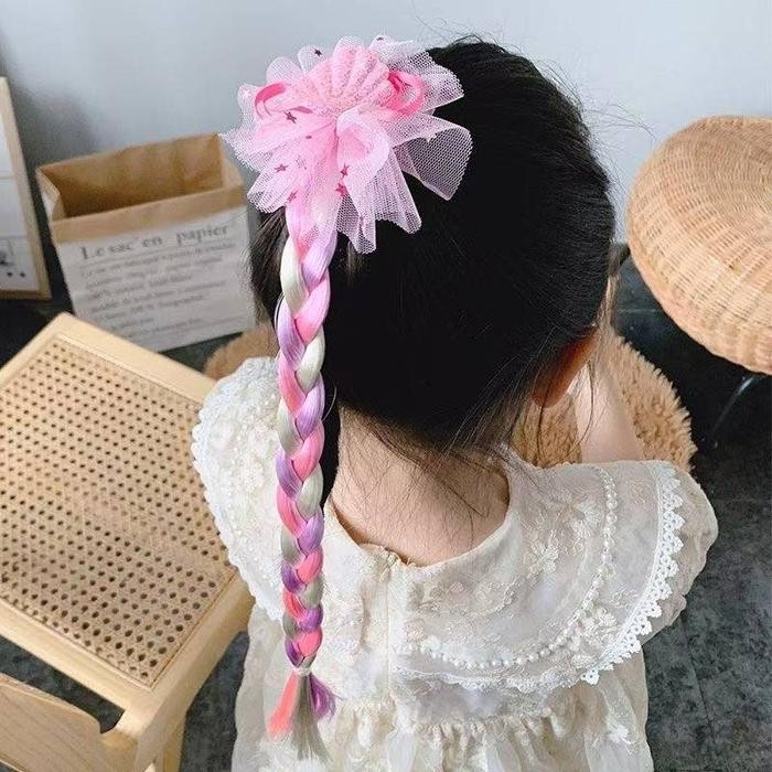 (Allthebest) TI - IKAT RAMBUT UNICORN MODEL WIG PALSU WARNA-WARNI ANAK PEREMPUAN KOREA / IKAT RAMBUT