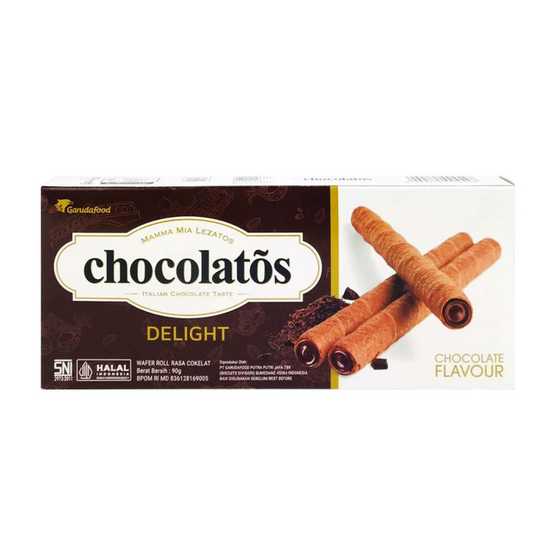 

Chocolatos Delight Wafer Roll Coklat 90G