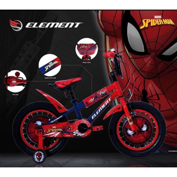 Sepeda Anak Laki Spiderman Element 4 - 7 Tahun 18 Inch