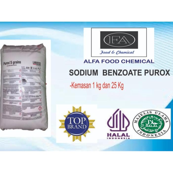 

LEZAT- Sodium Benzoate Purox Holland/Pengawet Makanan Dan Minuman Packingan 1 Kg Dan 25 Kg