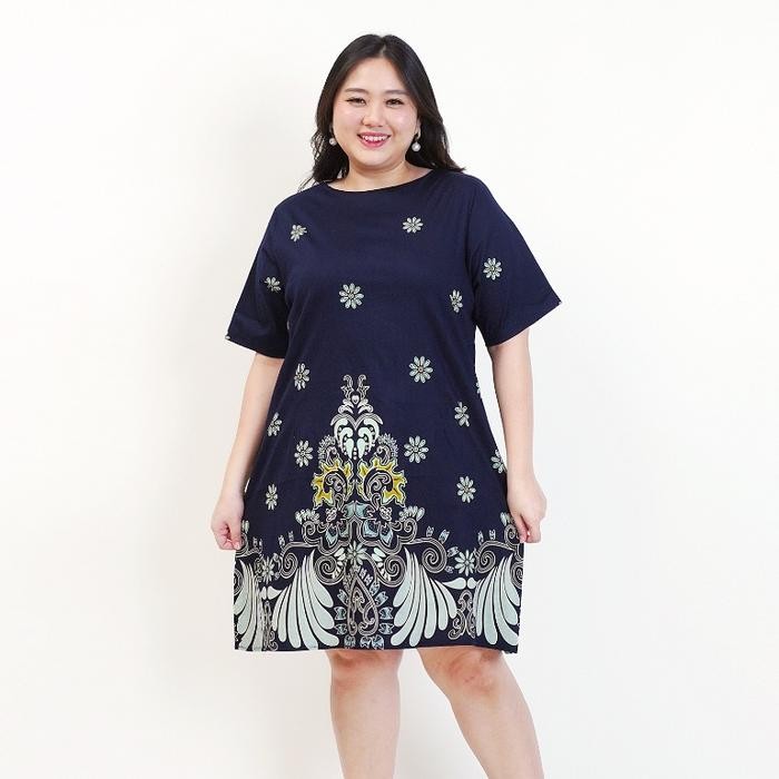 BAJU DRESS BATIK WANITA MODERN PREMIUM 038A JUMBO BIG SIZE LD 120cm XXL BAJU HAMIL DRESS PESTA KERJA