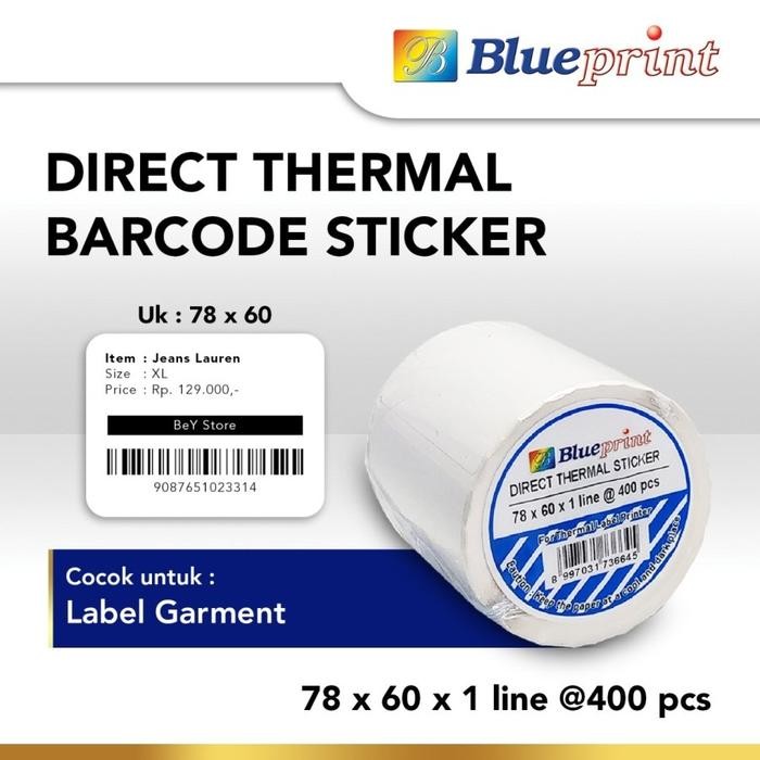 

Direct Thermal Sticker Label 78 x 60mm Blueprint Label Barcode