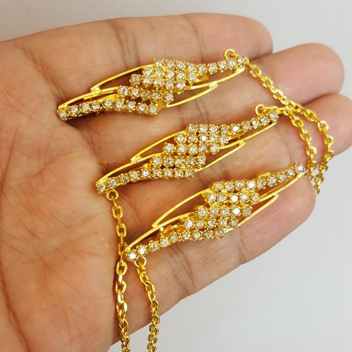 Peniti Kebaya Permata Lapis Emas 3 Baris