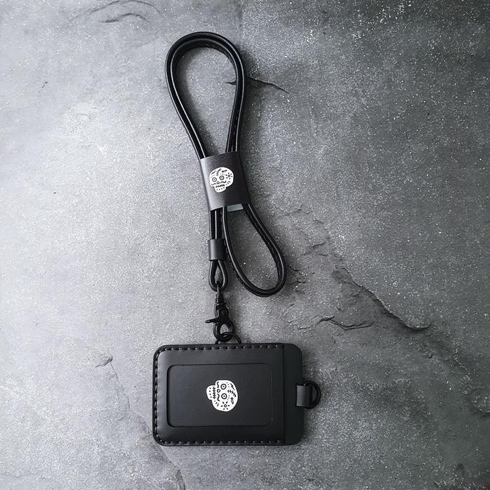 

promo bds maverick mens leather lanyard - id card holder double view