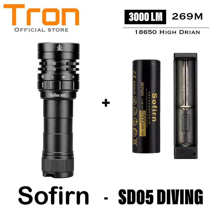 Sofirn Sd05 Scuba Senter Led Diving Selam Cree Xhp50.2 3000Lm