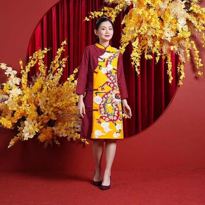 NONA RARA - Dress Kimono Tulis CNY D0453, Baju blouse batik wanita