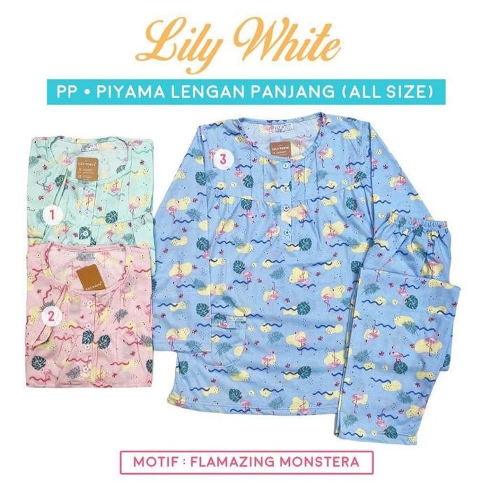 ORIGINAL Piyama Badoll LILY WHITE SIZE LENGAN PANJANG READY STOCK