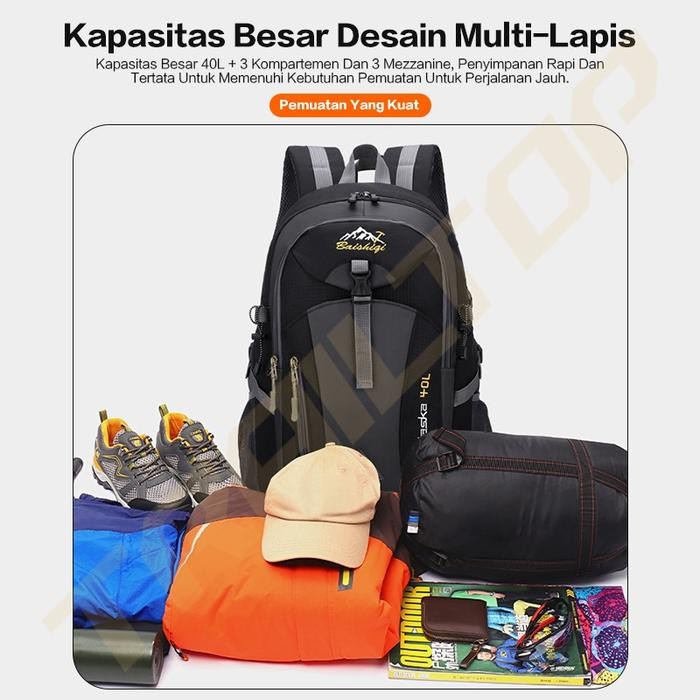 Tas Gunung Pria 40 Liter 1 Set Dan Tracking Pole Lipat Dapat Diatur Sesuka Hati 65-135Cm