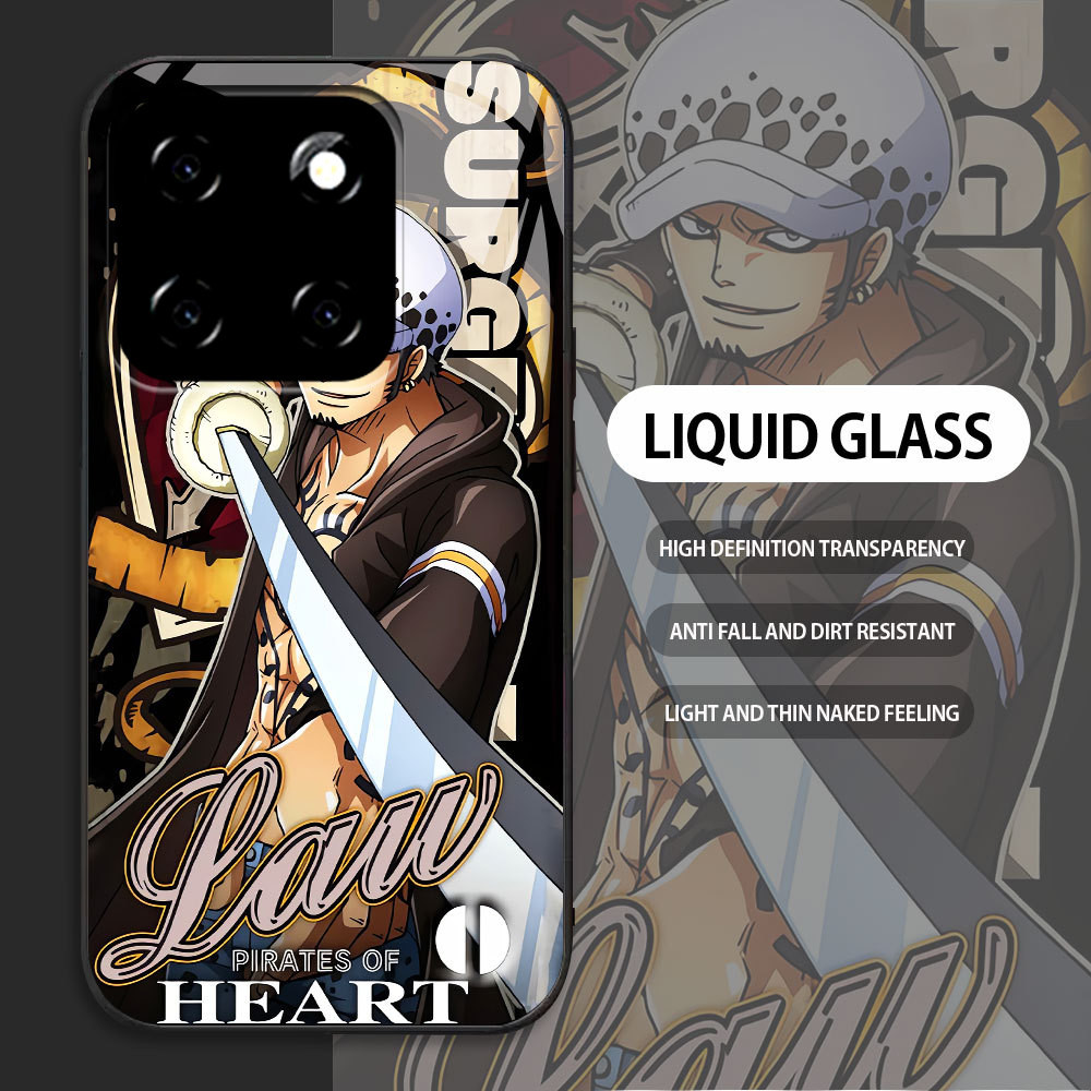 For XiaoMi 11 12 Lite 5G 14 Casing Handphone  ONE PIECE‌ Doflamingo Glass kesing Phone Case edge Sil