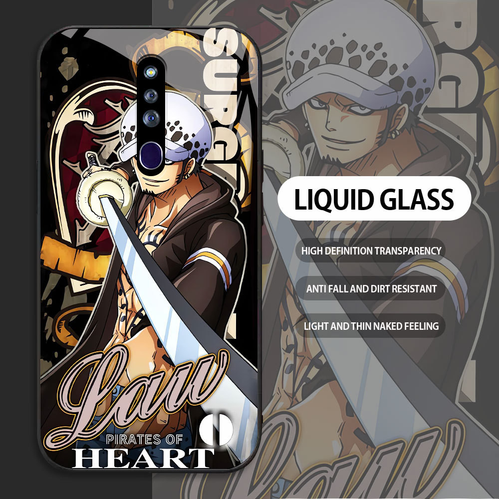 For OPPO F5 F7 R19 F15 F9 F11 F17 F19 F21 PRO 5G F19S Casing Handphone  ONE PIECE‌ Doflamingo Glass 
