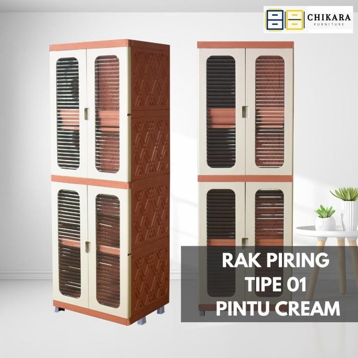 Chikara Lemari Piring Rak Piring 4 Pintu 6 Pintu Lemari Susun Plastik Serbaguna Lemari Dapur Piring