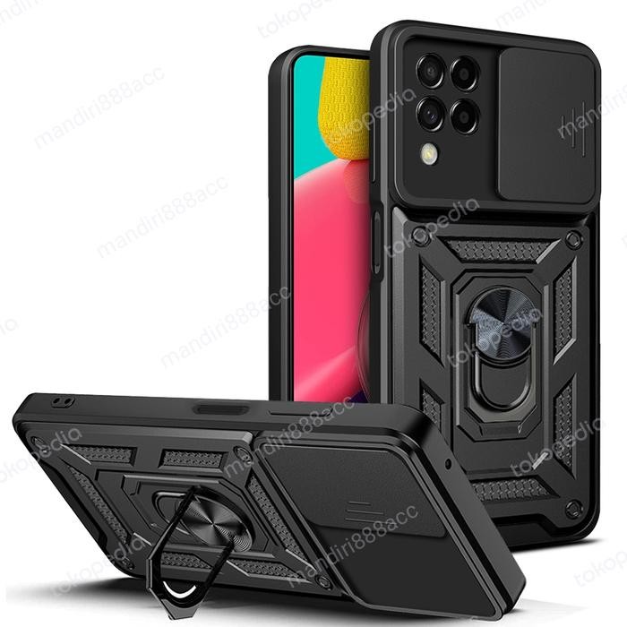 diskon! case armor transformer samsung m22/m23/m32/m34/m55 5g + slide ring kamera