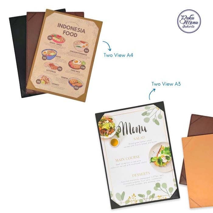 

Buku Menu Jakarta - Buku Menu Kulit Varian Cafe Series Two View (2 sisi) A3 dan A4 Coklat Muda,