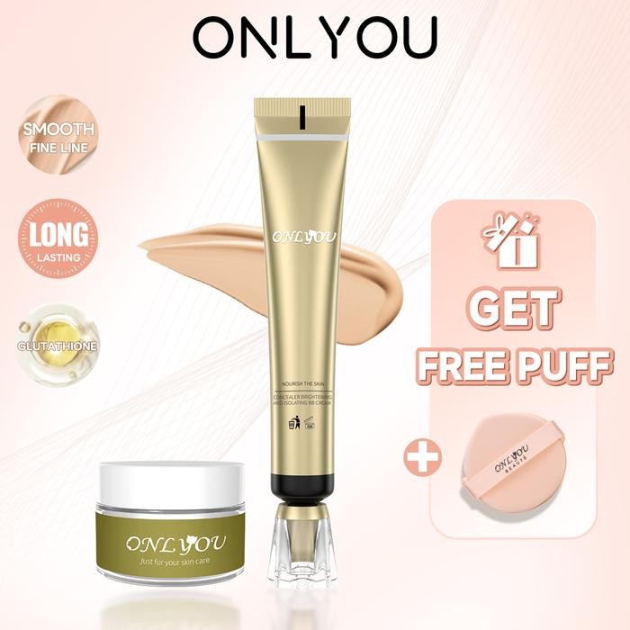 

BPOM CertificationONLYOU MAKEUP 3PCS PAKET / ONLYOU Foundation pelembab Waterproof Concealer +