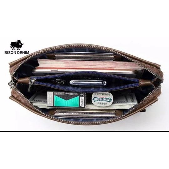 Bison Denim-Handbag Pria Clutch Bag Luxury (Bison N2257-2B)
