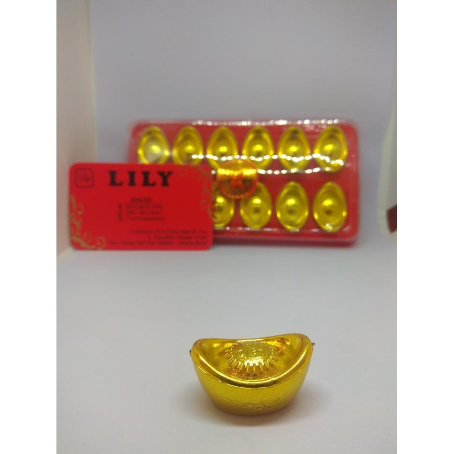 Yuan Bao 12 Uang China Kuno Emas Koleksi Pajangan Asli