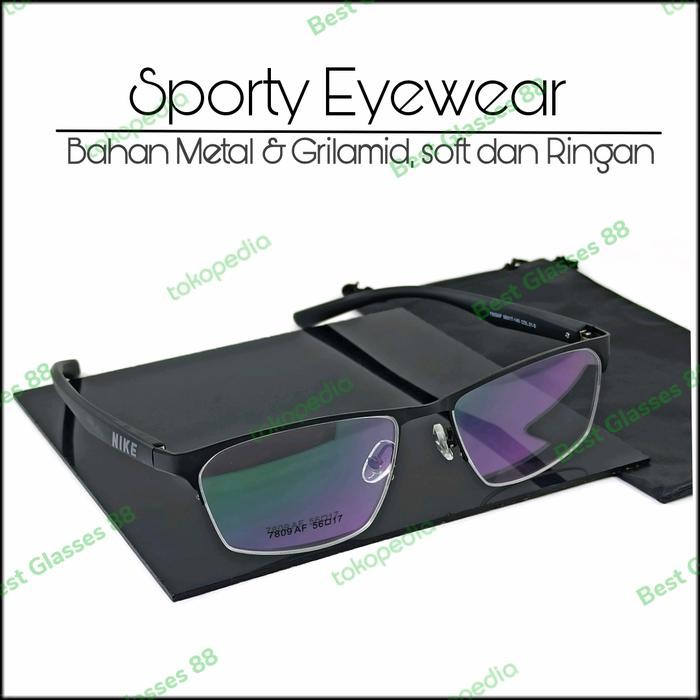 Frame Kacamata Pria Half Nike Model Sport kacamata Minus Normal