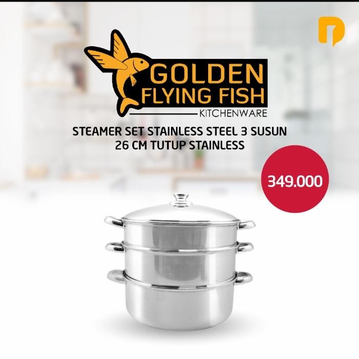 Steamer / panci kukus 3 susun stainless steal golden flying fish