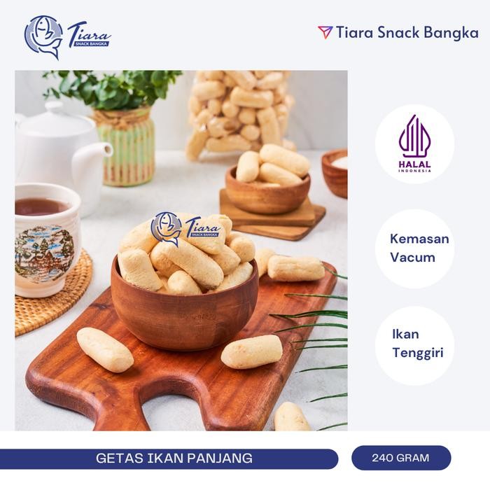 

ORIGINAL Kerupuk Getas Panjang Ikan Tenggiri 240 Gram Asli Bangka Tiara Snack Bangka READY STOCK