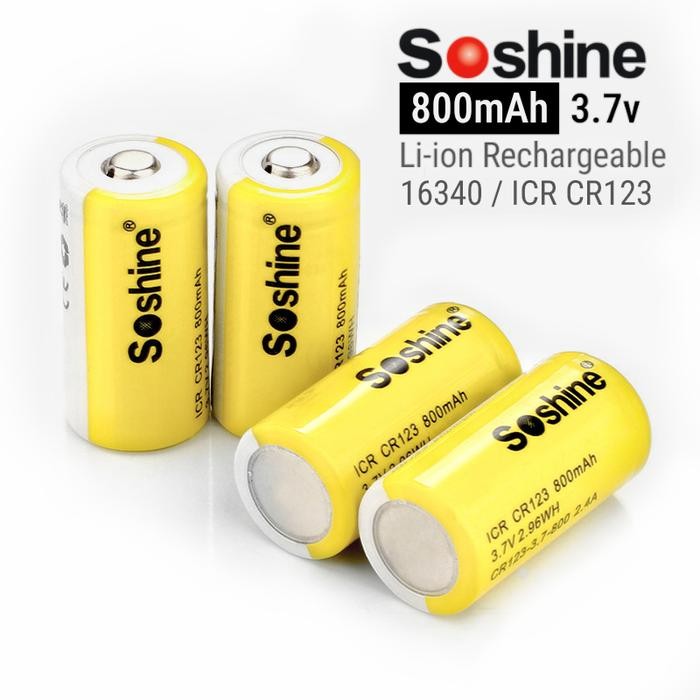 Pilihan- Soshine Icr 16340 Cr123 800Mah Battery Baterai 3.7 Volt Button Top