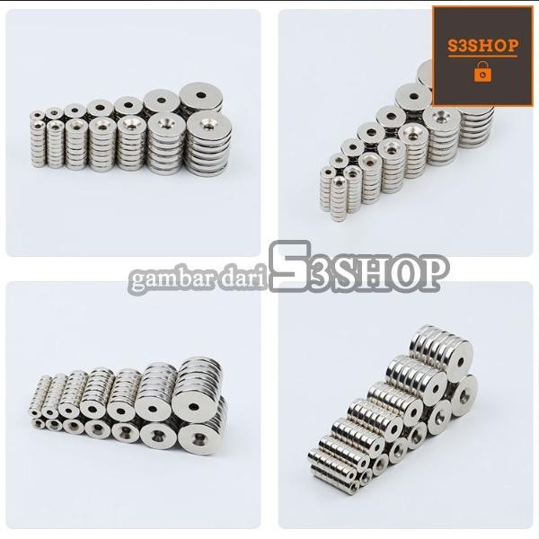 Magnet NEODYMIUM SUPER KUAT N52 Koin Cincin Ring Baut Magnet Lubang