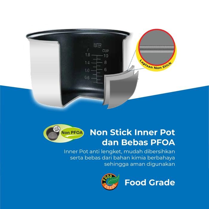 Khusus Gosend Miyako Rice Cooker / Magic Com Mcm 528 Bgs / Mcm-528 Bgs (1,8 Liter)