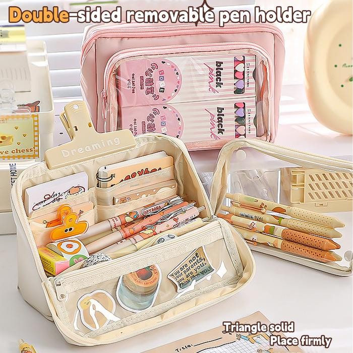 

[DOTDING] Large Big Capacity Pencil Case Portable Stationery Storage Bag Steel Note Pen Holder