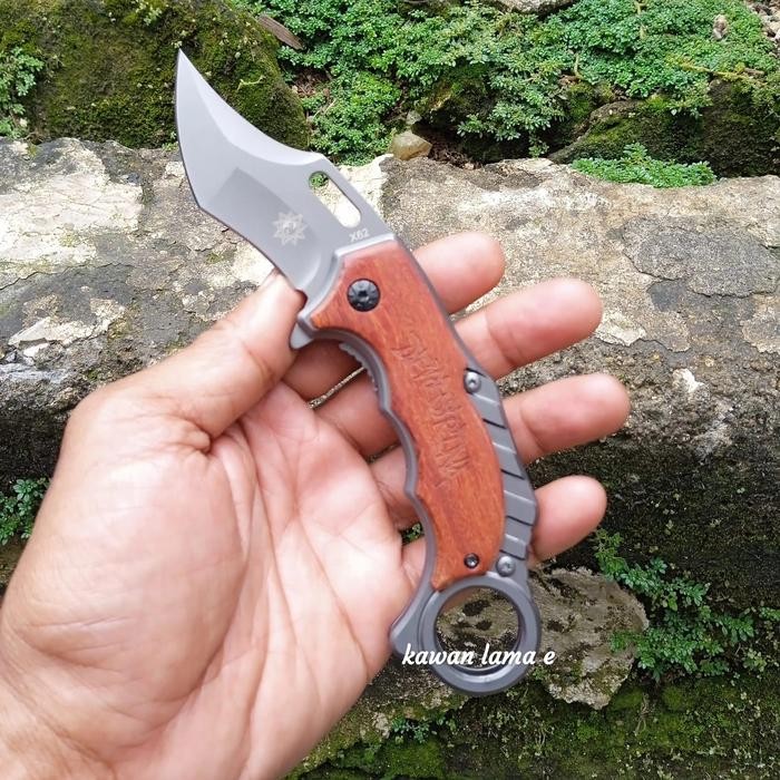 LIPAT KERAMBIT X62 GAGANG KAYU SURVIVAL