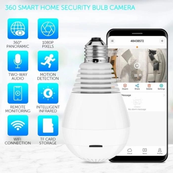 IP camera cctv bohlam 360 panoramic camera lampu aplikasi V380