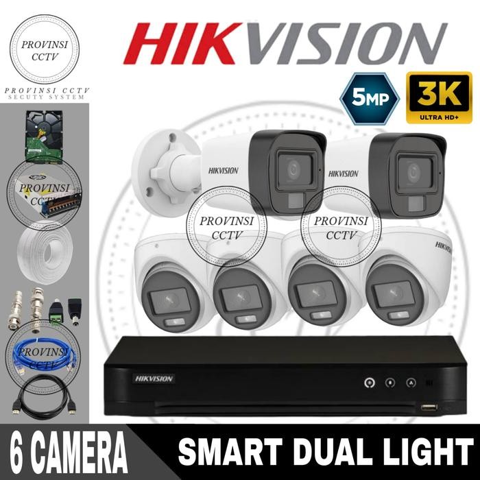 PAKET CCTV HIKVISION 8 CHANNEL 6 KAMERA 5MP FULL SET HIKVISION