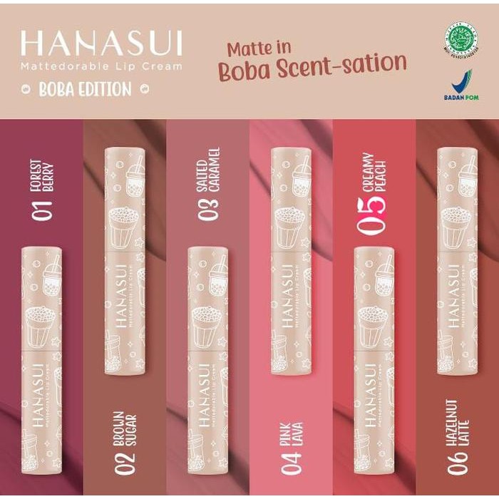 Pilihan- Hanasui Mattedorable Lip Cream Boba Edition No.04 - Pink Lava 4Gr