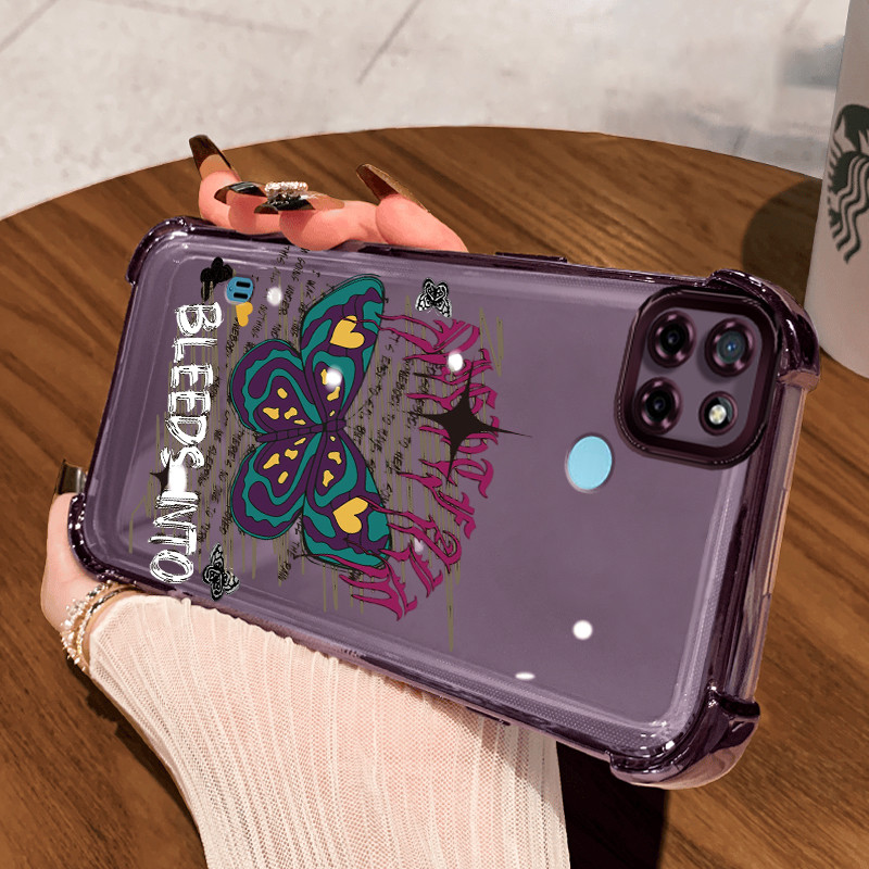 Casing Hp untuk Realme C21Y Realme C25Y C21 C15 Case Casing HP Motif Kupu-kupu Keren Casing Silikon 