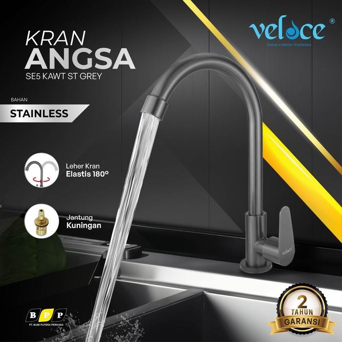 ASLI Kran Sink Cuci Piring Leher Angsa Ta Stainless VELOCE Kran Wastafel Cuci Piring Ta 2101 READY