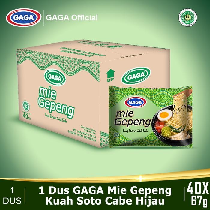 

Pilihan- Gaga Mie Gepeng Kuah Soto Cabe Hijau 67G (1 Dus = 40 Pcs) Noodles Food Instan Bawang