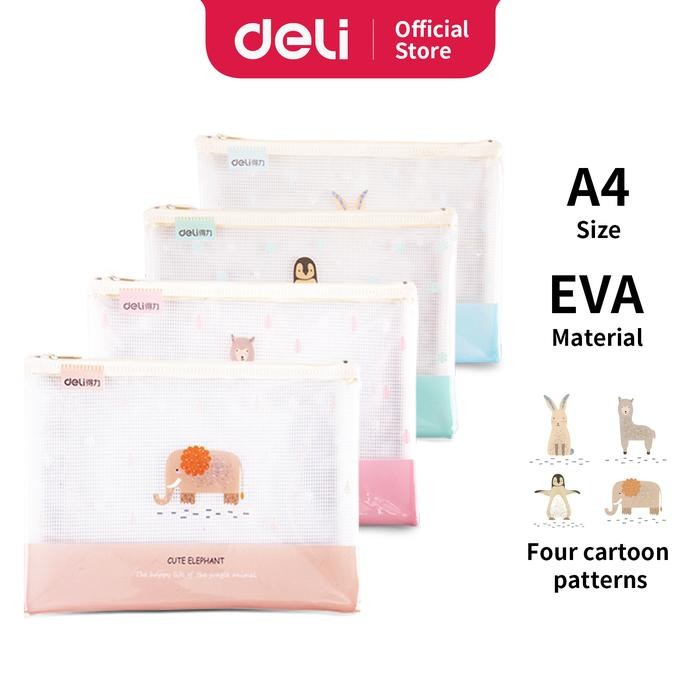 

jjm - Deli Transparent Mesh Zipper Bag Map Tas Resleting Jala Ukuran A5 5992