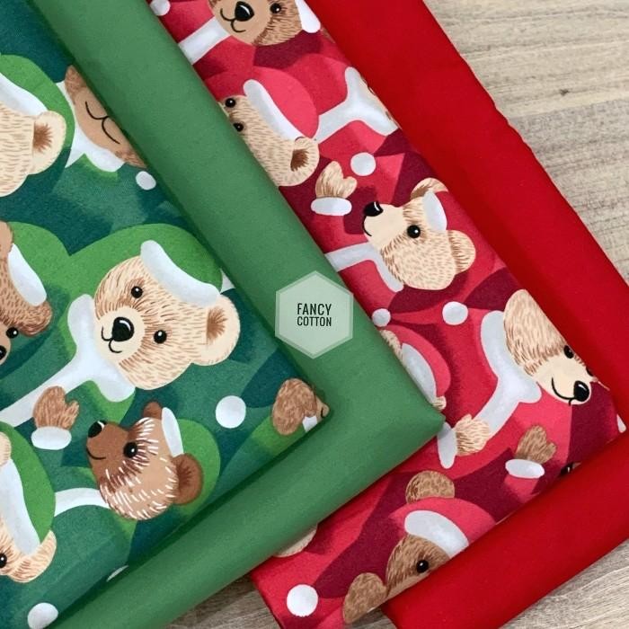 Pilihan- Kain Katun Jepang Motif Fancy Teddybear Santa