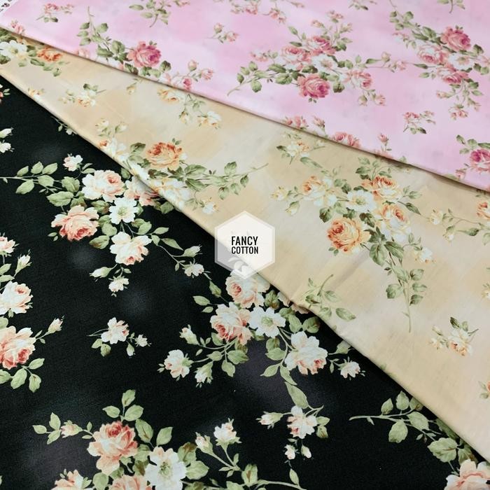 Pilihan- Kain Katun Jepang Motif Bunga Cantik Besar D0910