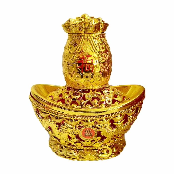 

Tempat Permen Yenpao Fu Emas Murah Candy Jar Kado Imlek Murah Yenpau