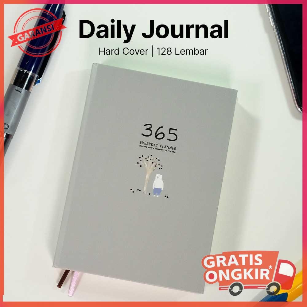 

Buku Diary 365 Hari Daily Journal Hard Cover 128 Lembar Gray