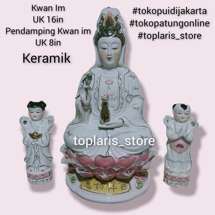 Patung Kwan Im Keramik 16In Set Pendamping