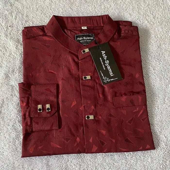 muna Koko Katun Jaguar Kristal Lengan Panjang Baju Kain Kancing Kantong Motif Muslim Sultan Embos